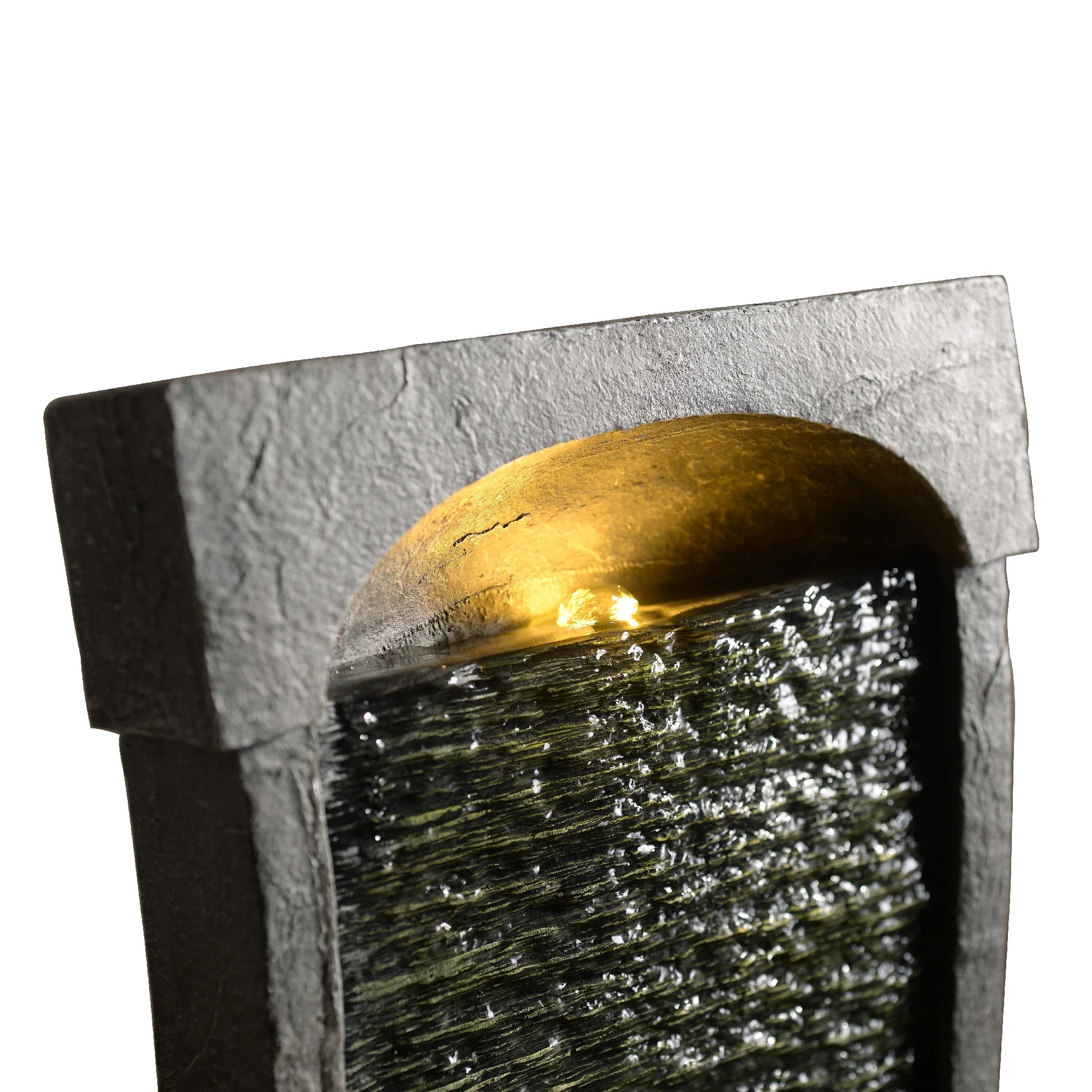 38.58" Curved Waterfall Fountain with LED