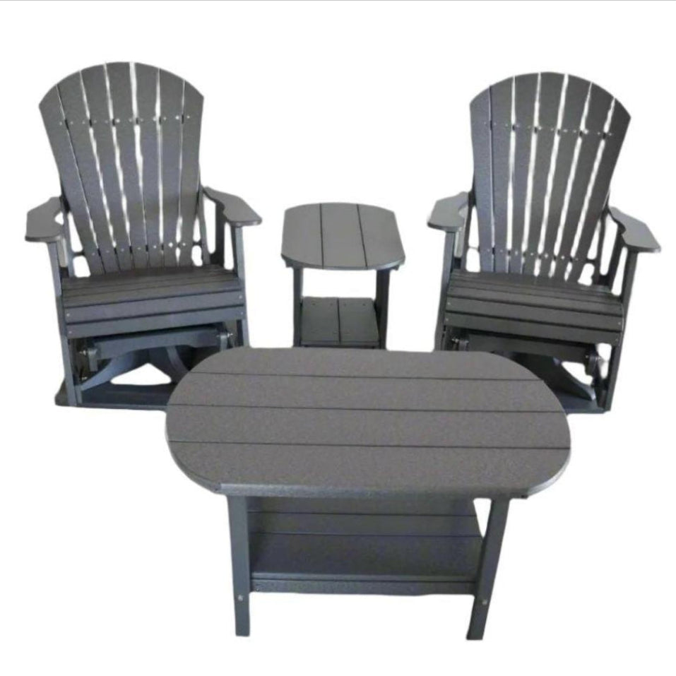 4 pc Glider Adirondack Chair and Table Set