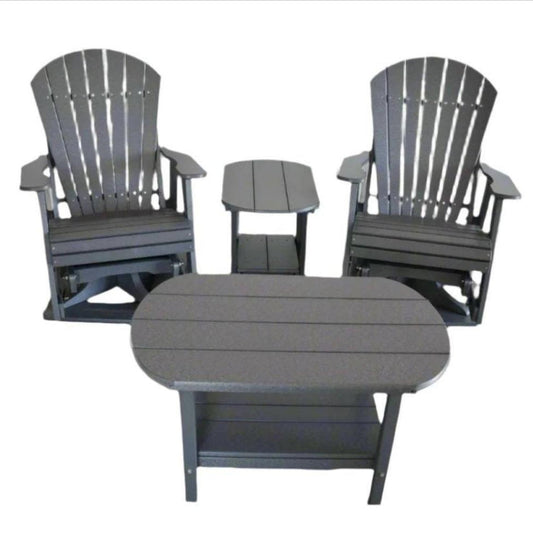 4 pc Glider Adirondack Chair and Table Set