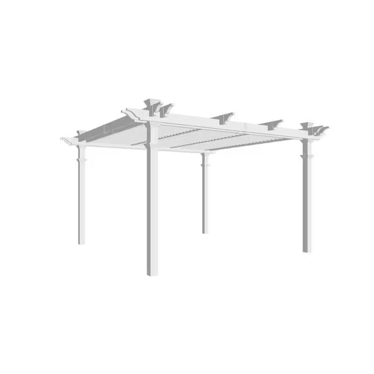 144"L X 144"W X 104"H Vinyl Camelot Louvered Pergola, White, VA42070