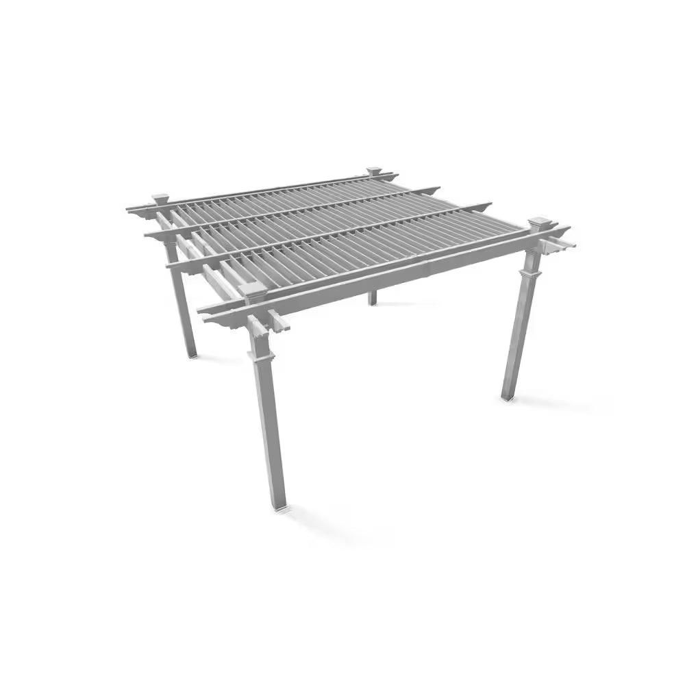 144"L X 144"W X 104"H Vinyl Camelot Louvered Pergola, White, VA42070