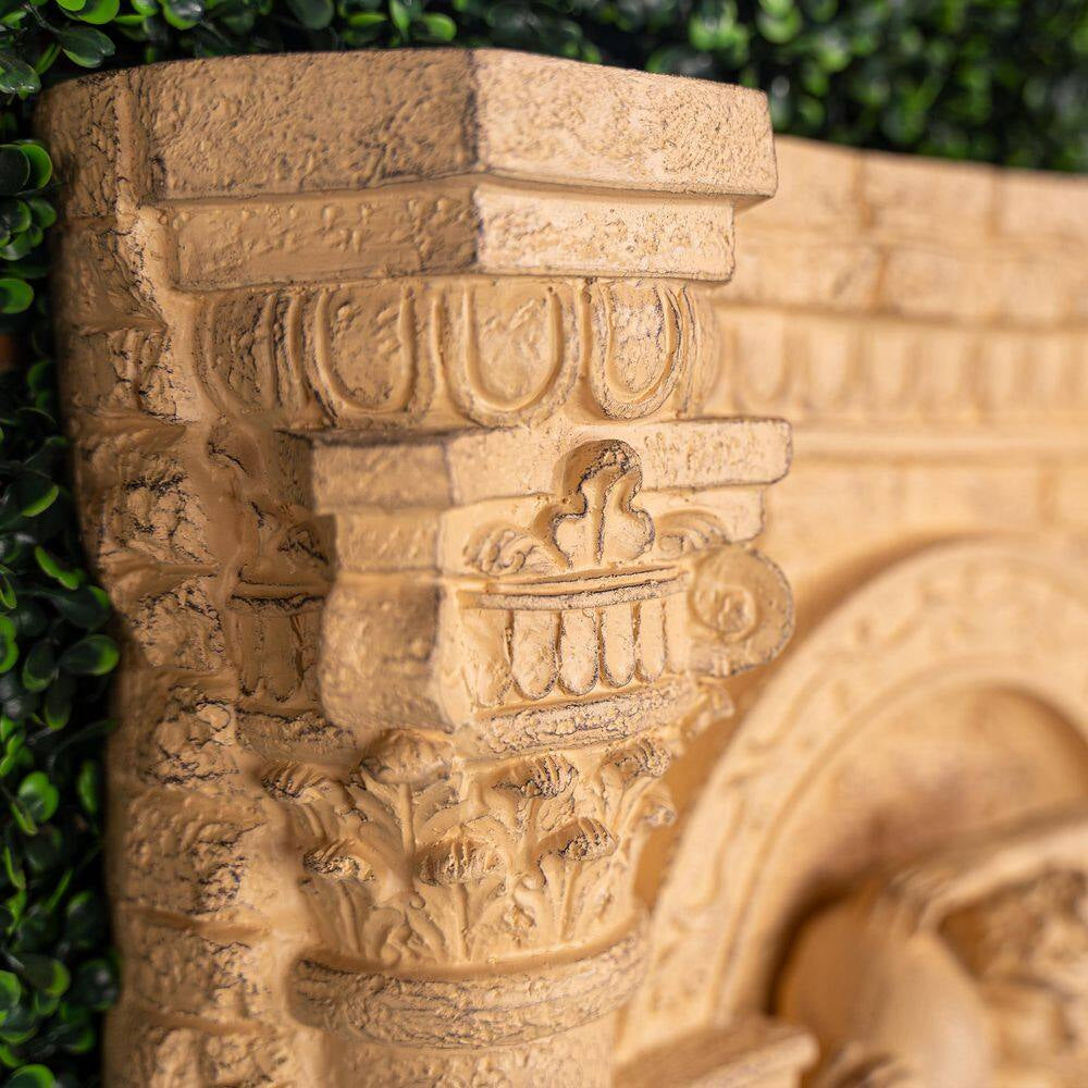 30.3" Solar Waterfall Pot Fountain, Tall Brown Maiden Holding Pot Wall Fountain, Outdoor Water Fountain, Polyresin