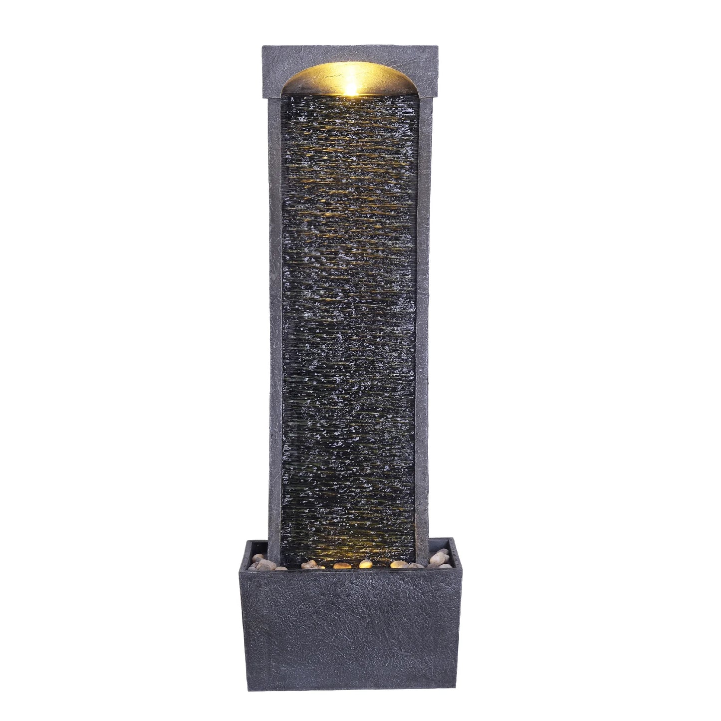 38.58" Curved Waterfall Fountain with LED